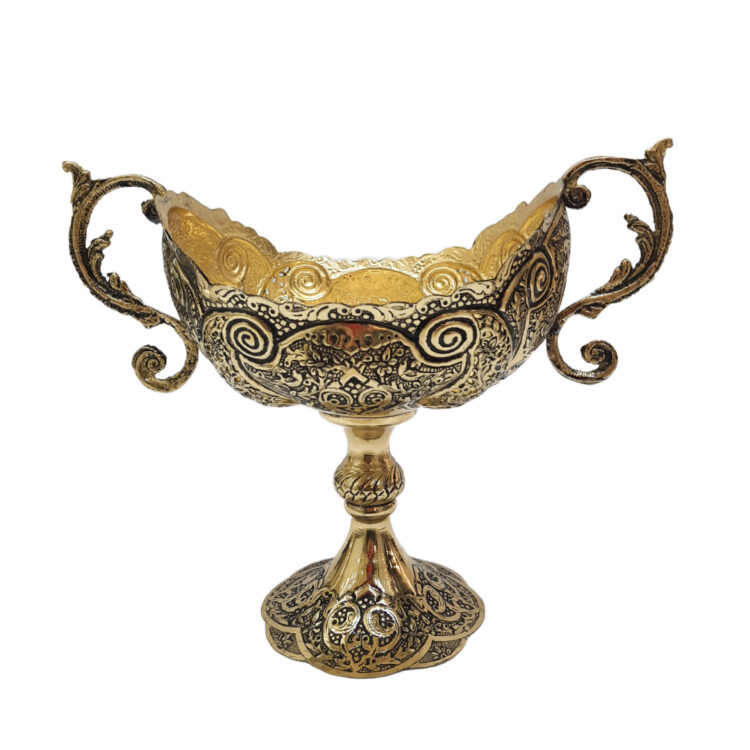 Engraved Nut Bowl with Flower and Bird Pattern Base View 1