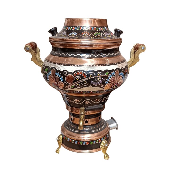 16-Piece Copper Samovar Set, Enamel Design Code M-1033 view 3