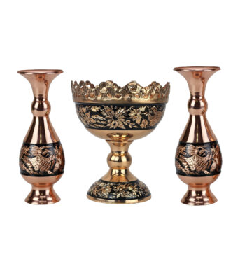 3-Piece Atlas Copper Vase and Nut Dish Set view 1