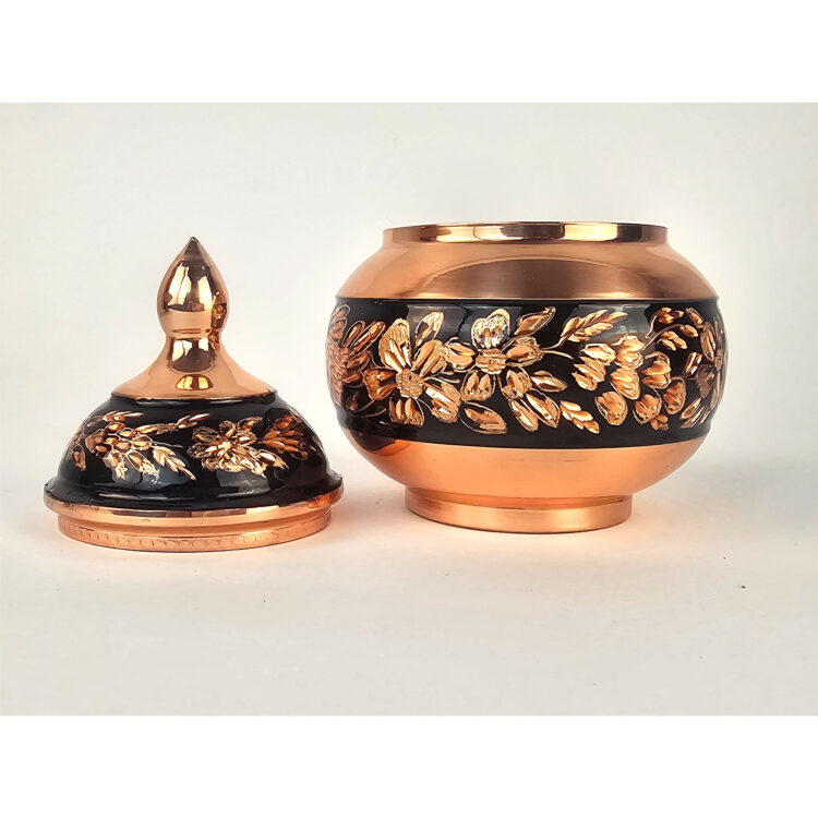 3-Piece Copper Sugar Bowl and Vase Set Diamond Cut Code s16 view 4