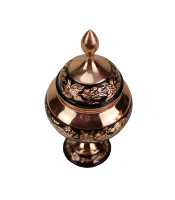 3-Piece Floral and Bird Design Diamond Cut Copper Vase and Chocolate Dish Set Code 1231 view 2