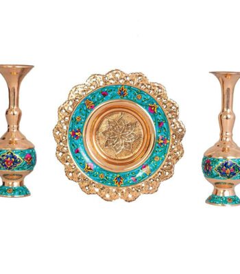 3-Piece Pardaz Copper Vase and Plate Set JPA11 view 1