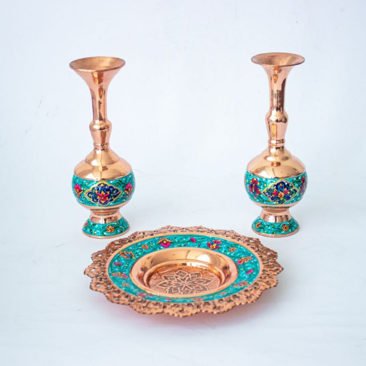 3-Piece Pardaz Copper Vase and Plate Set JPA11 view 8