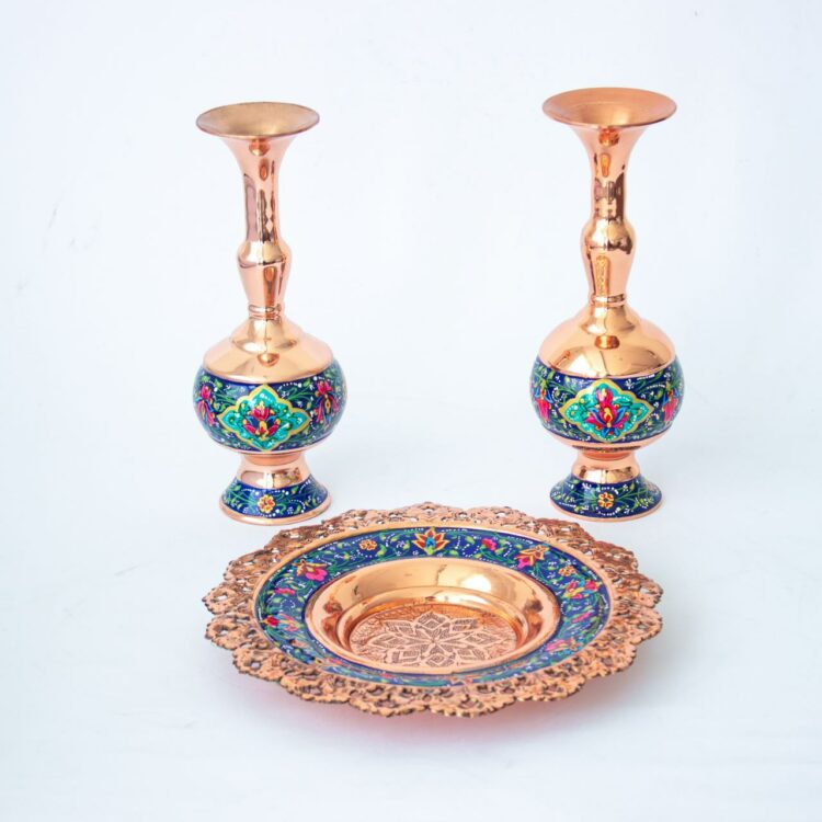 3-Piece Pardaz Copper Vase and Plate Set JPS11 view 8