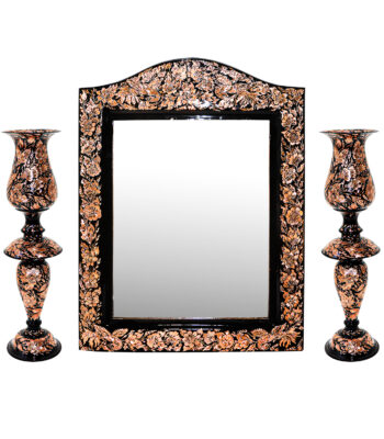 3-Piece Royal Design Diamond Cut Copper Mirror and Candle Holder Set Code HQ466446 view 1