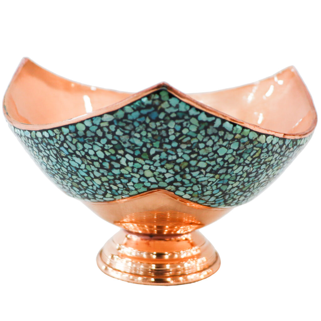 Turquoise Inlaying (FiroozehKoobi) Bowl and Plate Set Model Triangle Code 1A10p17 view 3