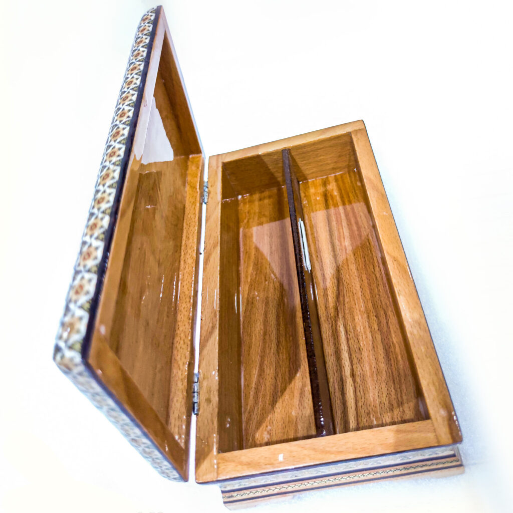 Three-Piece Khatamkari Trash Can, Tissue Box, and Knife and Fork Box Set Model Embossed Painting Code br21sim view 2