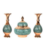 Three-piece Turquoise Inlaying (FiroozehKoobi) Sugar Bowl and Vase Set Code kg20