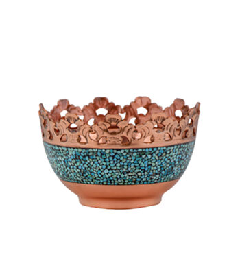 Aghajani Turquoise Inlaying (FiroozehKoobi) Bowl Model Shabakeh Bori Code 2 view 1