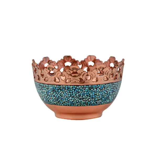 Aghajani Turquoise Inlaying (FiroozehKoobi) Bowl Model Shabakeh Bori Code 2 view 1