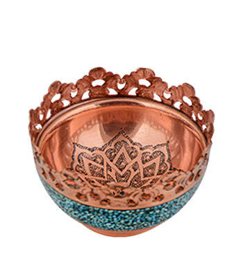 Aghajani Turquoise Inlaying (FiroozehKoobi) Bowl Model Shabakeh Bori Code 2 view 3