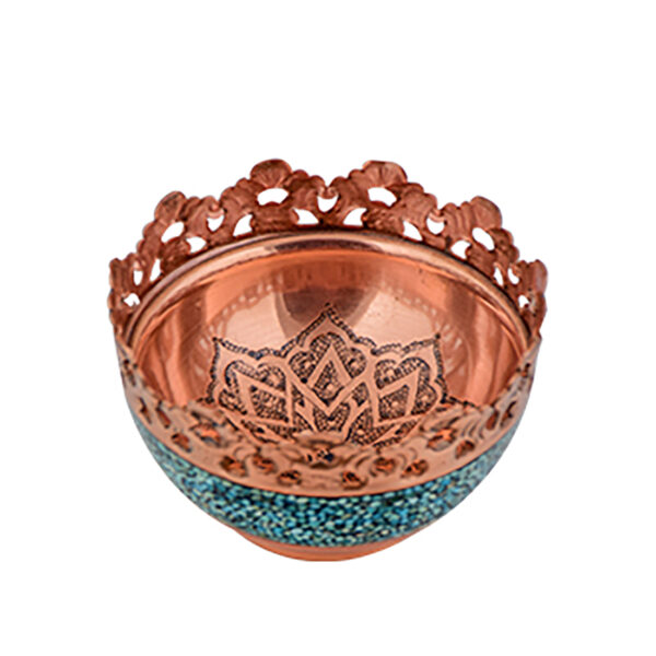 Aghajani Turquoise Inlaying (FiroozehKoobi) Bowl Model Shabakeh Bori Code 2 view 3