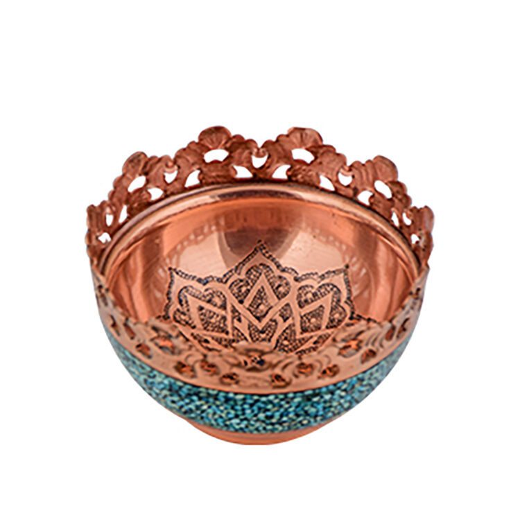 Aghajani Turquoise Inlaying (FiroozehKoobi) Bowl Model Shabakeh Bori Code 2 view 3