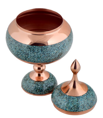 Aghajani Turquoise Inlaying (FiroozehKoobi) Candy Bowl Code F008 view 2