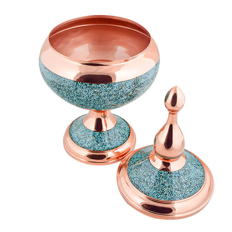 Aghajani Turquoise Inlaying (FiroozehKoobi) Candy Bowl Model Super Code F078 view 5