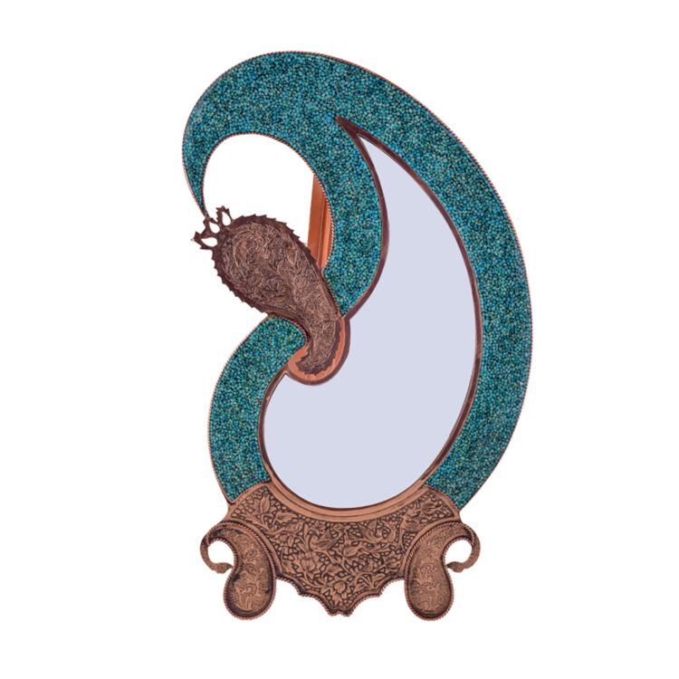 Aghajani Turquoise Inlaying (FiroozehKoobi) Mirror Model Boteh Jeghe Code F181 view 1