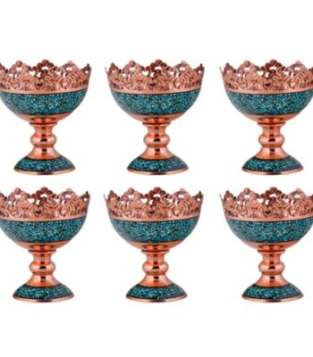 Aghajani Turquoise Inlaying (FiroozehKoobi) Nut Bowl Model F062 Code 11 Set of 6 view 1