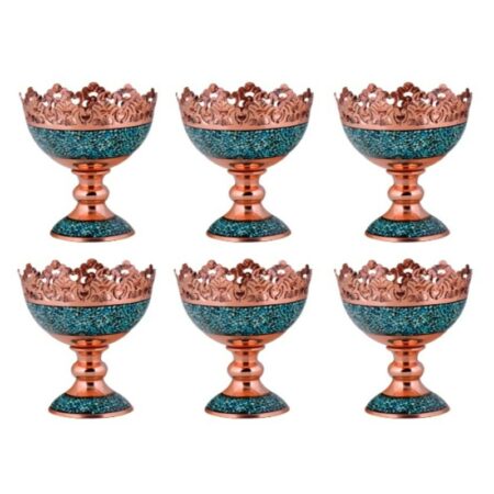 Aghajani Turquoise Inlaying (FiroozehKoobi) Nut Bowl Model F062 Code 11 Set of 6 view 1