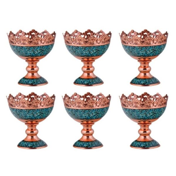 Aghajani Turquoise Inlaying (FiroozehKoobi) Nut Bowl Model F062 Code 11 Set of 6 view 1