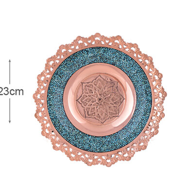 Aghajani Turquoise Inlaying (FiroozehKoobi) Plate Model Shabakeh Bori Code 25 view 4