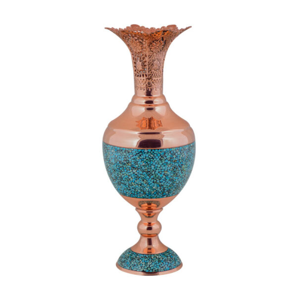 Aghajani Turquoise Inlaying (FiroozehKoobi) Vase Model F069 view 1