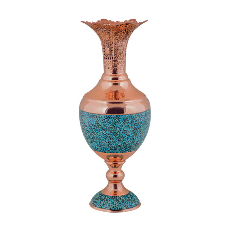 Aghajani Turquoise Inlaying (FiroozehKoobi) Vase Model F069 view 1