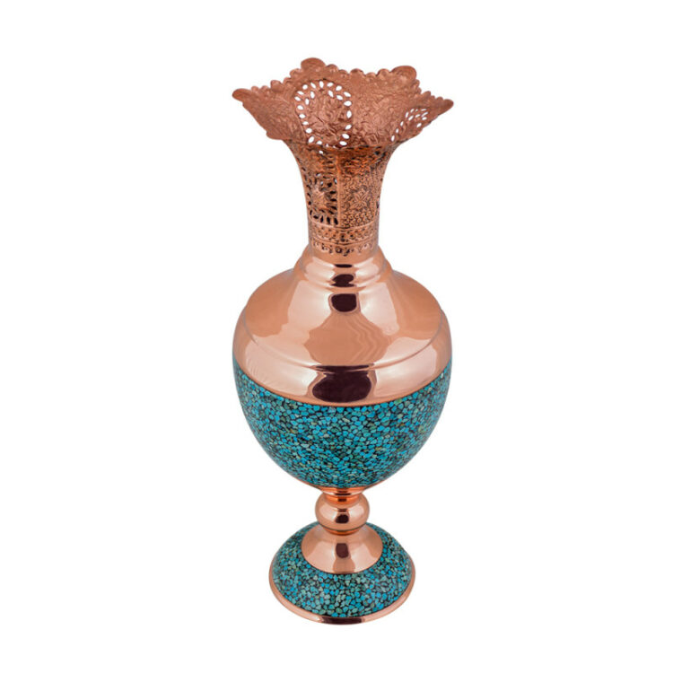 Aghajani Turquoise Inlaying (FiroozehKoobi) Vase Model F069 view 3