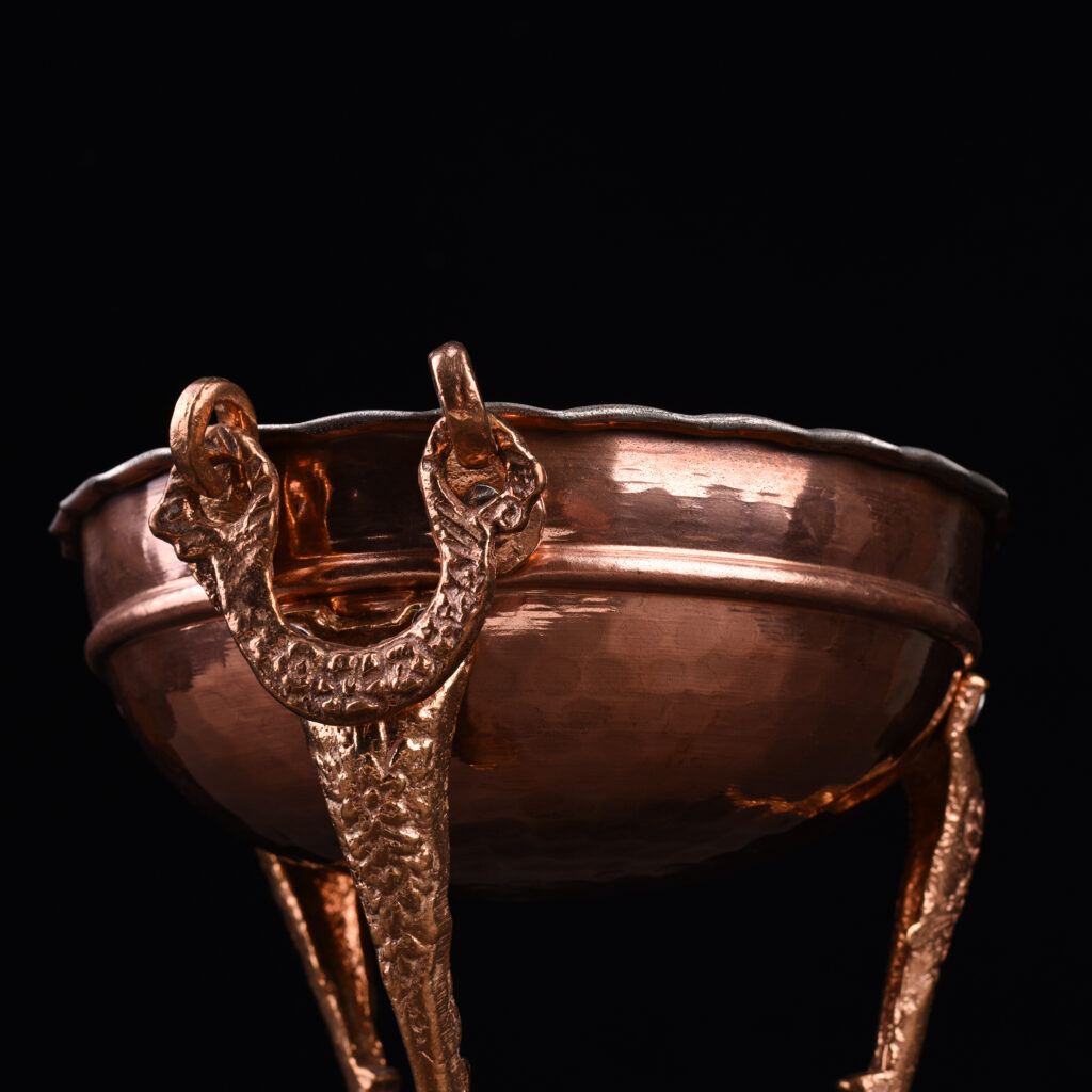 Tall Pedestal Copper Fruit Bowl Model Zanjan Code 20 view 3