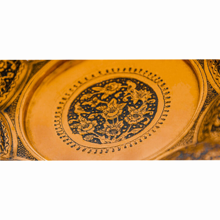 Copper Engraved Plate, Floral and Bird Design, Model CRX view 3