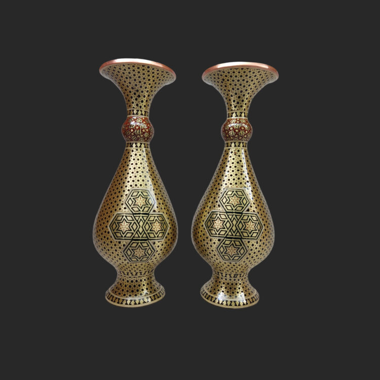 Copper Inlaid Vase Code 10 Set of 2 view 1