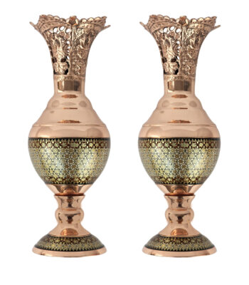 Copper Inlaid Vase Code s01 Set of 2 view 1