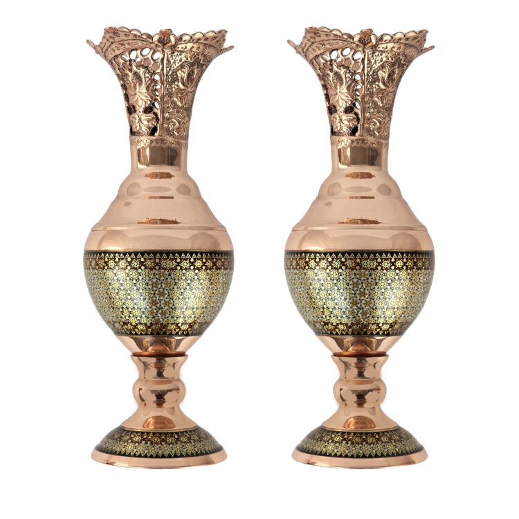 Copper Inlaid Vase Code s01 Set of 2 view 1