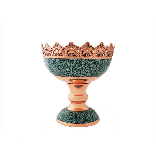 Copper Turquoise Inlaying (FiroozehKoobi) Nut Bowl Code 13 view 1