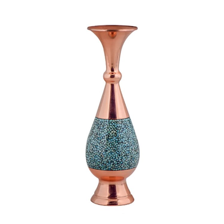 Copper Turquoise Inlaying (FiroozehKoobi) Vase Model Sarahi Code DH-1030 view 1