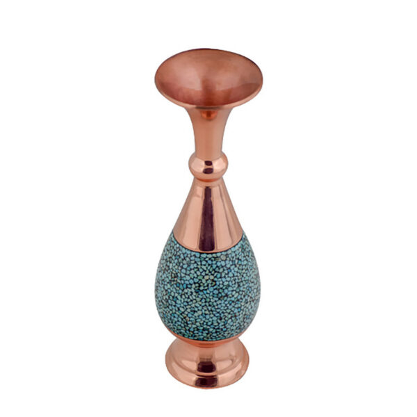 Copper Turquoise Inlaying (FiroozehKoobi) Vase Model Sarahi Code DH-1030 view 2