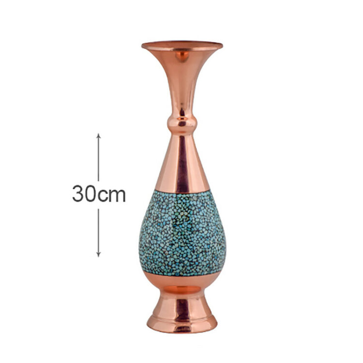 Copper Turquoise Inlaying (FiroozehKoobi) Vase Model Sarahi Code DH-1030 view 3