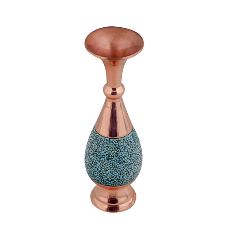 Copper Turquoise Inlaying (FiroozehKoobi) Vase Model Sarahi Code DH-1030 view 4