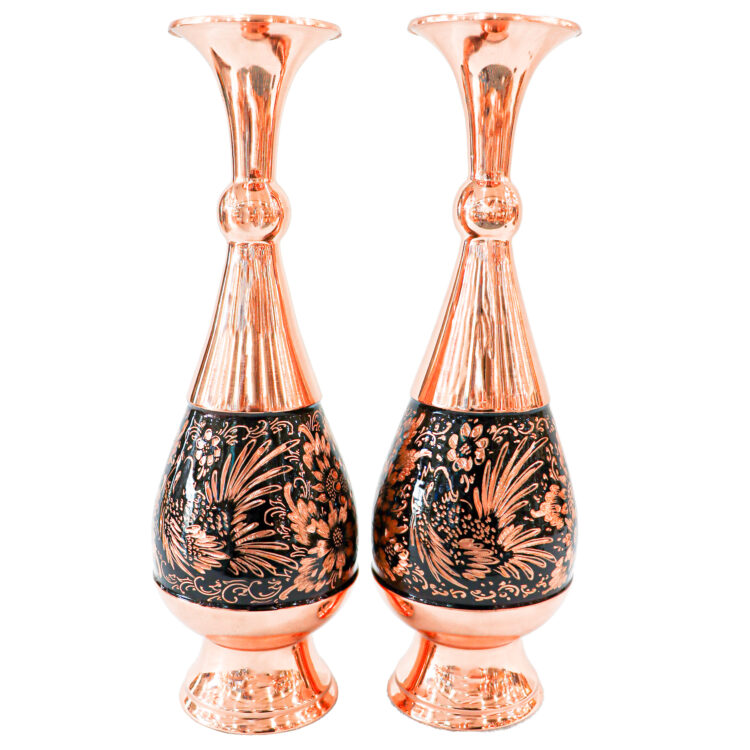 Copper Vase Model Diamond Engraving Code 30half Set of 2 view 1