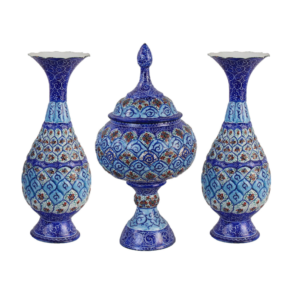 Enamel 3-Piece Vase and Candy Dish Model Aseman view 1