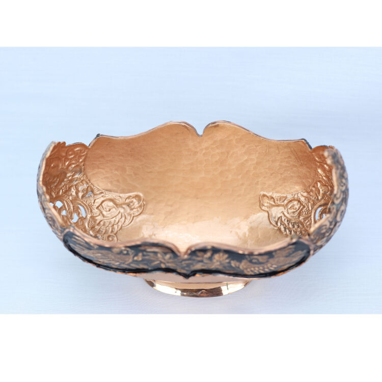 Diamond Cut Copper Chocolate Dish and Plate Set Code B101 view 6