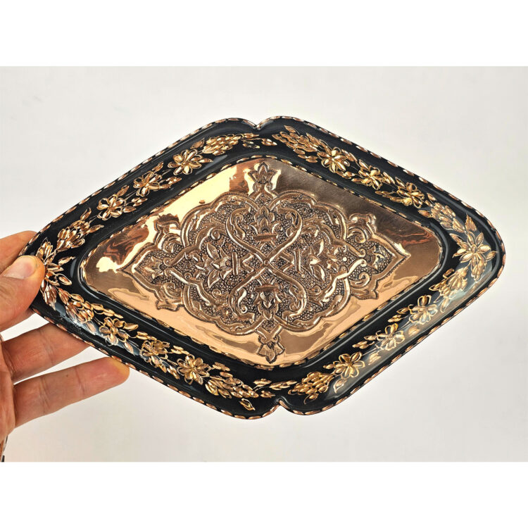 Diamond Cut Copper Chocolate Dish and Plate Set Code K101 view 10