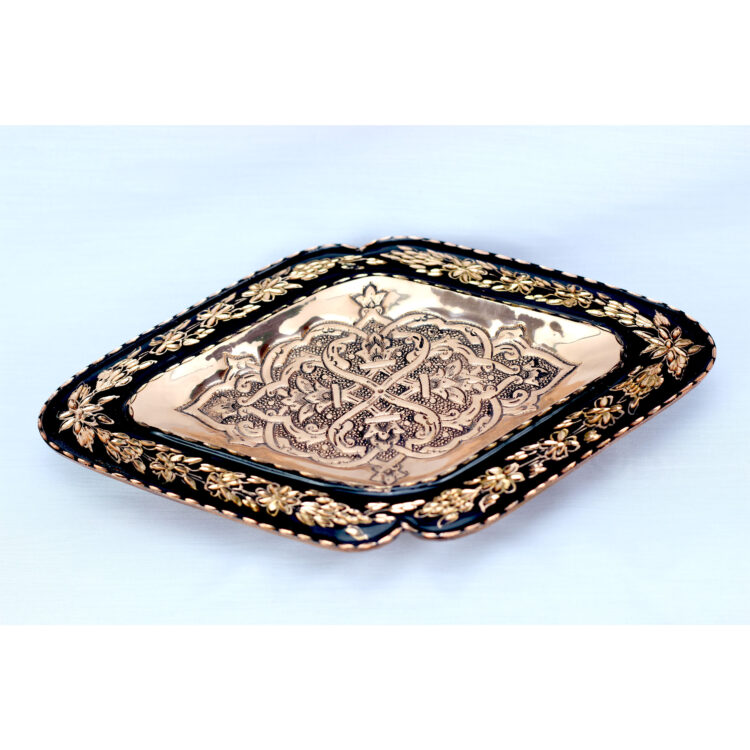 Diamond Cut Copper Chocolate Dish and Tray Set Code m101 view 2