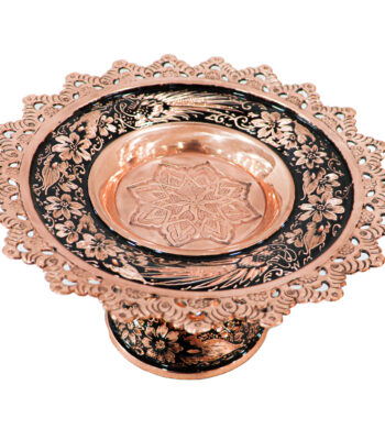 Diamond Cut Copper Confectionery Dish with Engraved Rim Code 1f4half11p21 view 2