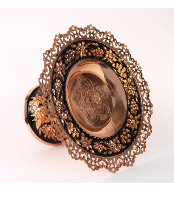 Diamond Cut Copper Confectionery Dish with Latticework Code g020 view 2