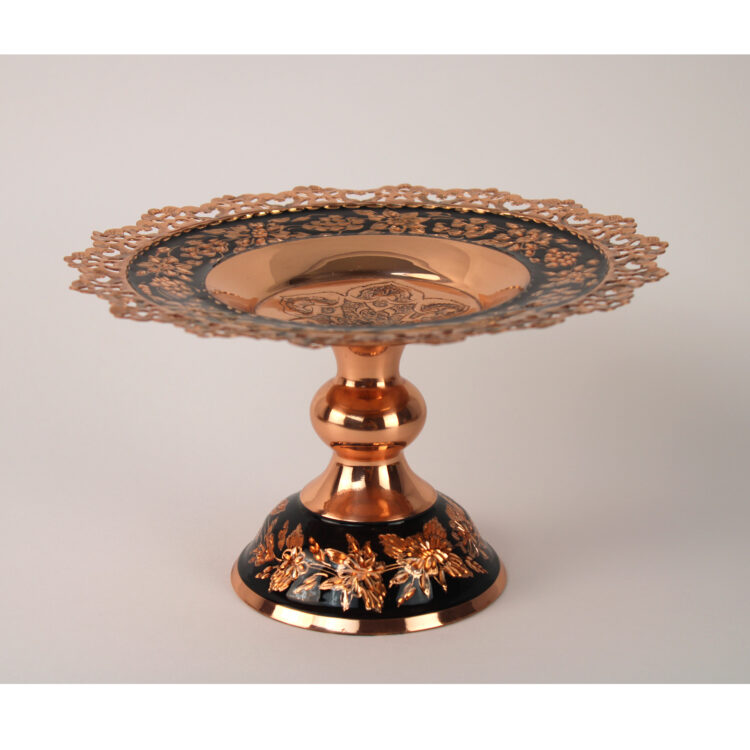 Diamond Cut Copper Confectionery Dish with Latticework Code g020 view 7