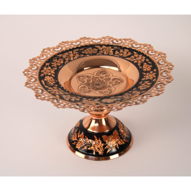 Diamond Cut Copper Confectionery Dish with Latticework Code g020 view 8