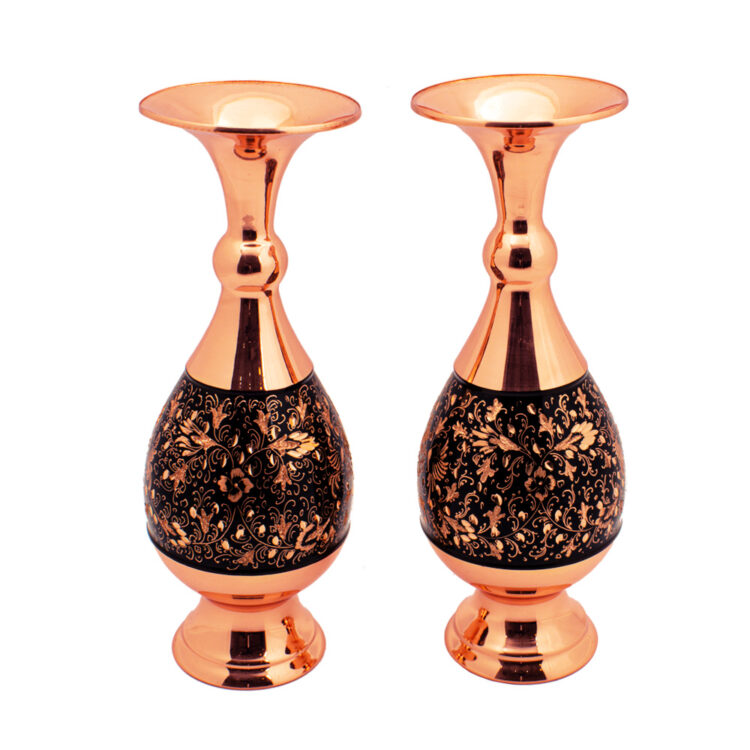 Diamond Engraved Copper Vase Code bybox-2501 Set of 2 view 1