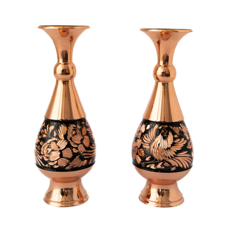 Diamond Engraved Copper Vase Model JL02 Set of 2 view 1