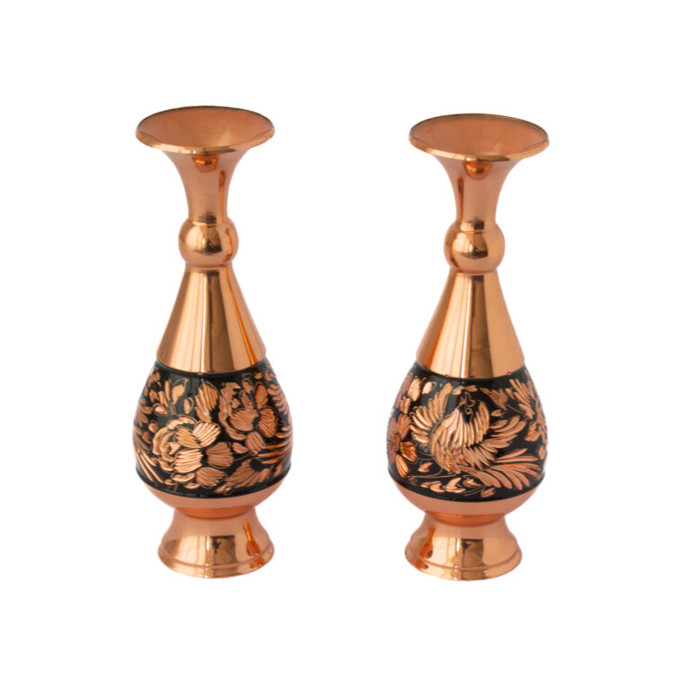 Diamond Engraved Copper Vase Model JL02 Set of 2 view 4