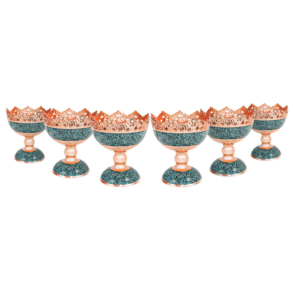 Six-piece Turquoise Inlaying (FiroozehKoobi) Haftsin Set Model Lebghalam Code 12p10-2f7 view 1